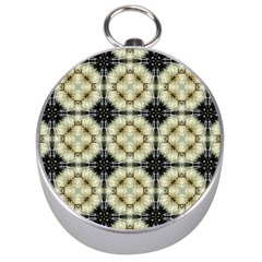 Faux Animal Print Pattern Silver Compass by GardenOfOphir