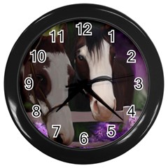 Two Horses Wall Clock (black) by JulianneOsoske