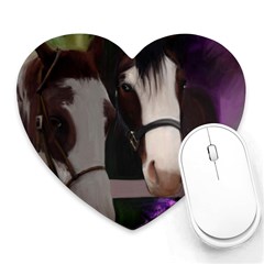 Two Horses Mouse Pad (heart) by JulianneOsoske