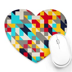 Colorful Shapes Heart Mousepad by LalyLauraFLM