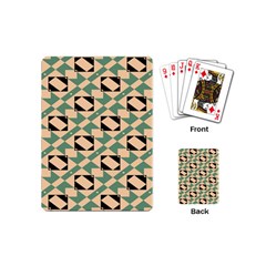 Brown Green Rectangles Pattern Playing Cards (mini) by LalyLauraFLM