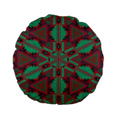 Green Tribal Star Standard 15  Premium Round Cushion  by LalyLauraFLM