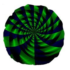 Green Blue Spiral Large 18  Premium Round Cushion  by LalyLauraFLM