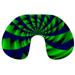 Green Blue Spiral Travel Neck Pillow by LalyLauraFLM