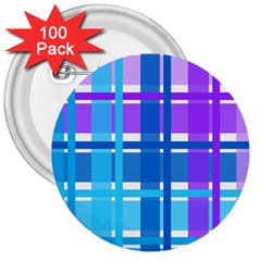 Blue & Purple Gingham Plaid 3  Button (100 Pack) by StuffOrSomething