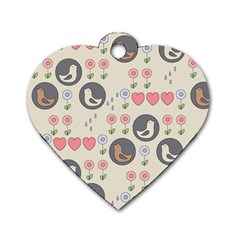 Love Birds Dog Tag Heart (one Sided)  by Kathrinlegg