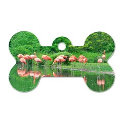 Flamingo Birds At Lake Dog Tag Bone (one Sided) by yoursparklingshop