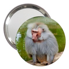 Grey Monkey Macaque 3  Handbag Mirror by yoursparklingshop