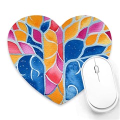 Yellow Blue Pink Abstract  Mouse Pad (heart) by OCDesignss