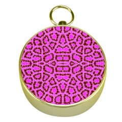 Florescent Pink Animal Print  Gold Compass by OCDesignss