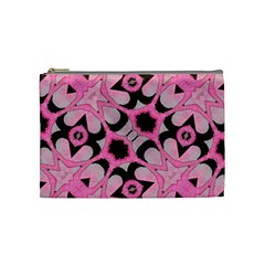 Powder Pink Black Abstract  Cosmetic Bag (medium) by OCDesignss