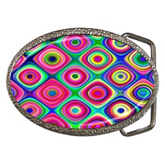 Psychedelic Checker Board Belt Buckle (oval) by KirstenStar