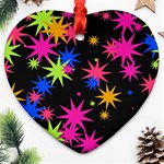 Colorful stars pattern Heart Ornament (Two Sides) Front