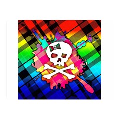 Rainbow Plaid Skull Double Sided Flano Blanket (mini) by ArtistRoseanneJones