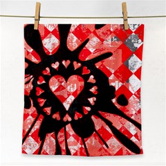 Love Heart Splatter Face Towel by ArtistRoseanneJones