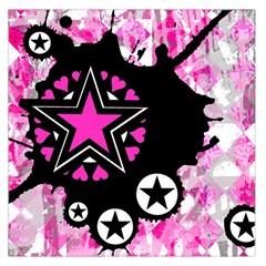 Pink Star Splatter Large Satin Scarf (square) by ArtistRoseanneJones