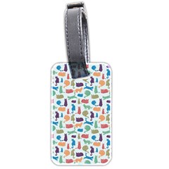 Blue Colorful Cats Silhouettes Pattern Luggage Tags (two Sides) by Contest580383