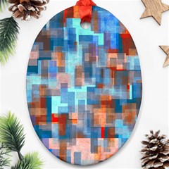 Blue Orange Watercolors Ornament (oval) by LalyLauraFLM