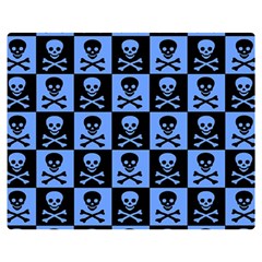 Blue Skull Checkerboard Double Sided Flano Blanket (medium)  by ArtistRoseanneJones