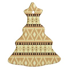 Fancy Tribal Border Pattern Beige Christmas Tree Ornament (2 Sides) by ImpressiveMoments