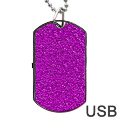 Sparkling Glitter Hot Pink Dog Tag Usb Flash (two Sides)  by ImpressiveMoments