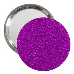 Sparkling Glitter Hot Pink 3  Handbag Mirrors by ImpressiveMoments