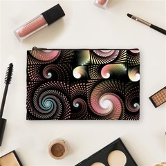 Peach Swirls On Black Cosmetic Bag (medium)  by KirstenStar