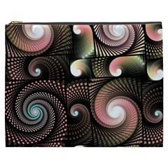 Peach Swirls On Black Cosmetic Bag (xxxl)  by KirstenStar