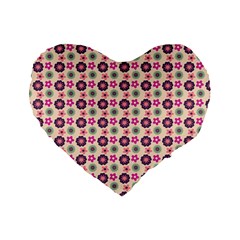 Cute Floral Pattern Standard 16  Premium Flano Heart Shape Cushions by GardenOfOphir