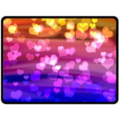 Lovely Hearts, Bokeh Fleece Blanket (large)  by ImpressiveMoments