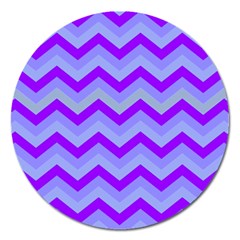 Chevron Blue Magnet 5  (round) by ImpressiveMoments