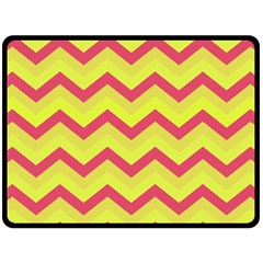 Chevron Yellow Pink Fleece Blanket (large)  by ImpressiveMoments