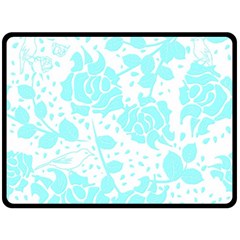 Floral Wallpaper Aqua Fleece Blanket (large)  by ImpressiveMoments