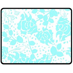 Floral Wallpaper Aqua Fleece Blanket (medium)  by ImpressiveMoments