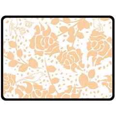 Floral Wallpaper Peach Fleece Blanket (large)  by ImpressiveMoments