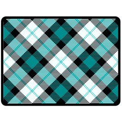 Smart Plaid Teal Fleece Blanket (large)  by ImpressiveMoments