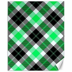 Smart Plaid Green Canvas 11  X 14   by ImpressiveMoments