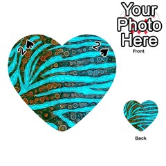 Turquoise Blue Zebra Abstract  Playing Cards 54 (heart)  by OCDesignss