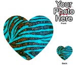 Turquoise Blue Zebra Abstract  Multi-purpose Cards (Heart)  Back 46