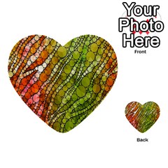 Orange Green Zebra Bling Pattern  Multi-purpose Cards (heart)  by OCDesignss