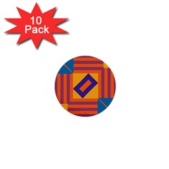 Shapes And Stripes Symmetric Design 1  Mini Button (10 Pack)  by LalyLauraFLM