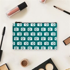 Modern Chic Vector Camera Illustration Pattern Cosmetic Bag (small)  by GardenOfOphir