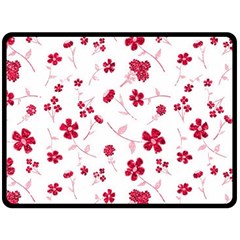 Sweet Shiny Floral Red Fleece Blanket (large)  by ImpressiveMoments