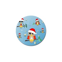 Funny, Cute Christmas Owls With Snowflakes Golf Ball Marker by FantasyWorld7