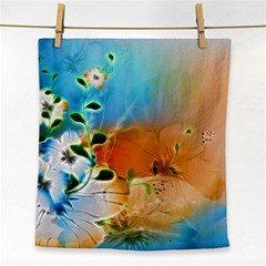 Wonderful Flowers In Colorful And Glowing Lines Face Towel by FantasyWorld7