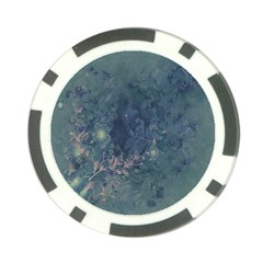 Vintage Floral In Blue Colors Poker Chip Card Guards by FantasyWorld7