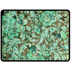 Beautiful Floral Pattern In Green Fleece Blanket (large)  by FantasyWorld7