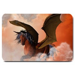 The Dark Unicorn Large Doormat  by FantasyWorld7