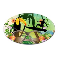 Surfing Oval Magnet by FantasyWorld7