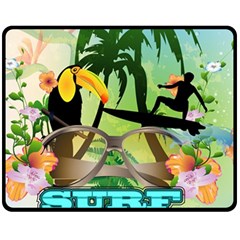 Surfing Fleece Blanket (medium)  by FantasyWorld7